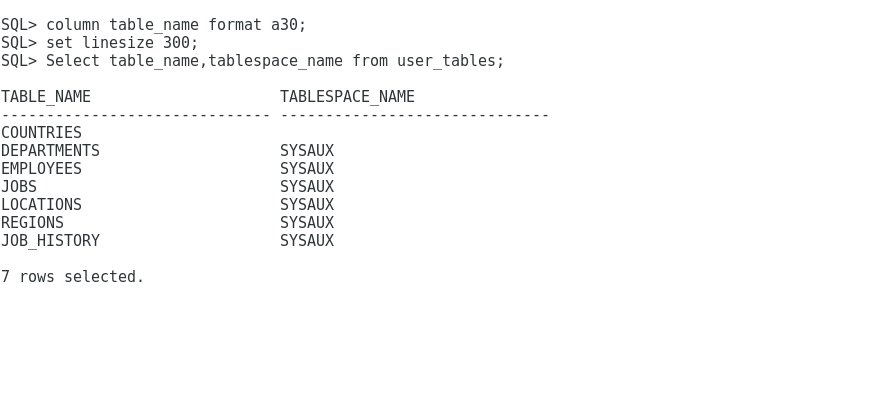Formatlanan sqlplus çıktıları