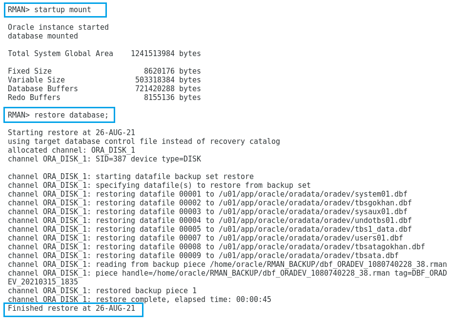 Restoring database
