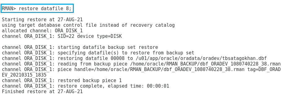 restore datafile